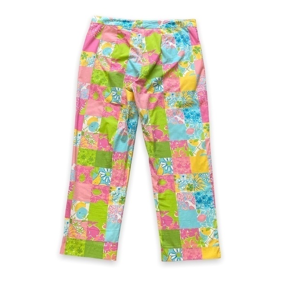 VINTAGE Lilly Pulitzer Pastel Rainbow Patchwork Crop Capri Pants Women’s Size 8 - Picture 2 of 7